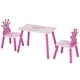 preview thumbnail 2 of 13, Qaba 3-Piece Set Kids Wooden Table Chair with Crown Pattern Easy to Clean Gift for Girls Toddlers Age 3 to 8 Years Old Pink