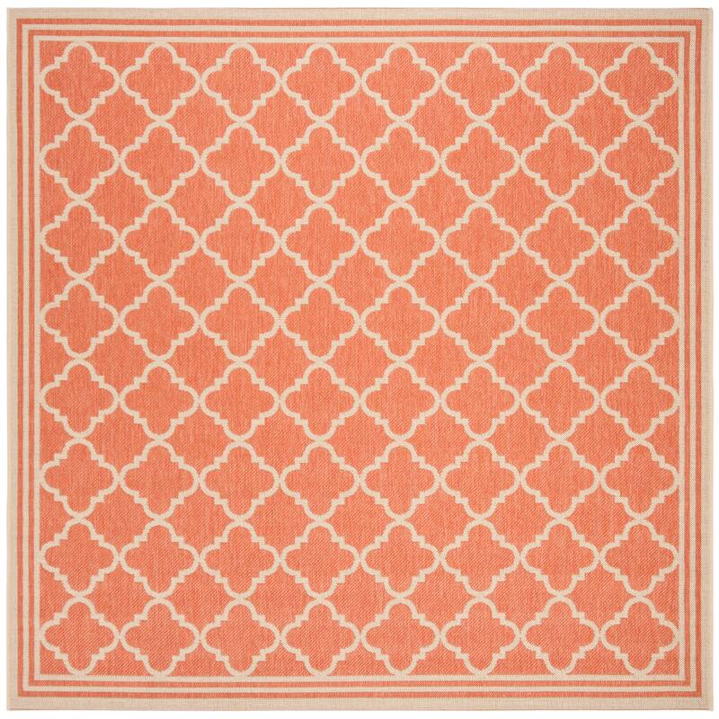 SAFAVIEH Linden Carolynn Indoor/ Outdoor Patio Backyard Rug - 6'7" Square - Rust/Creme