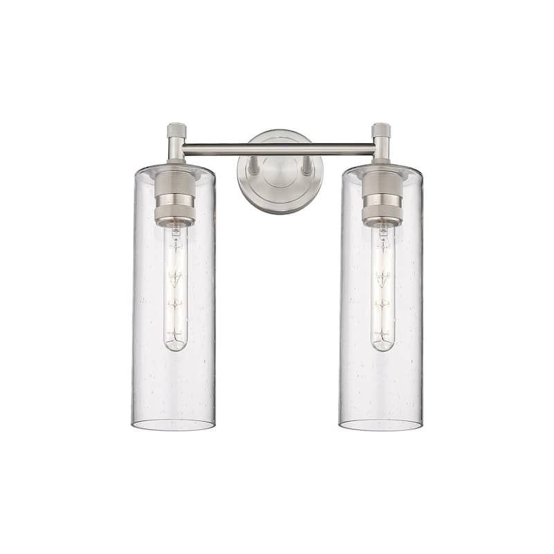Innovations Lighting Crown Point - 2 Light 12" Wall-Mounted Bath Vanity Light - Satin Nickel/Seedy