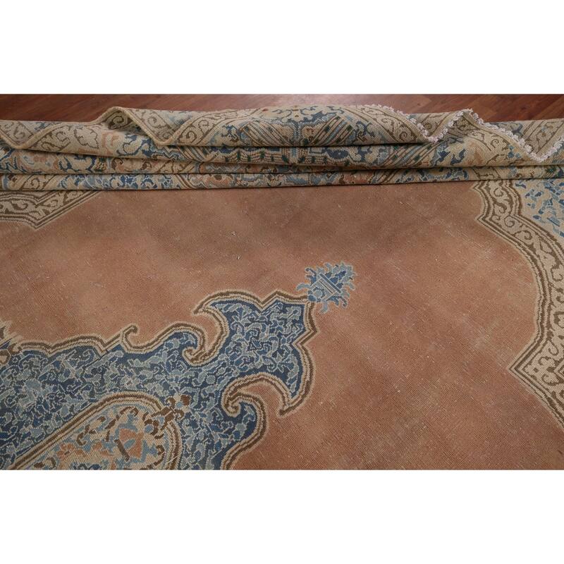 Kerman Vintage Persian Area Rug Handmade Wool Carpet - 9'5" x 12'11"