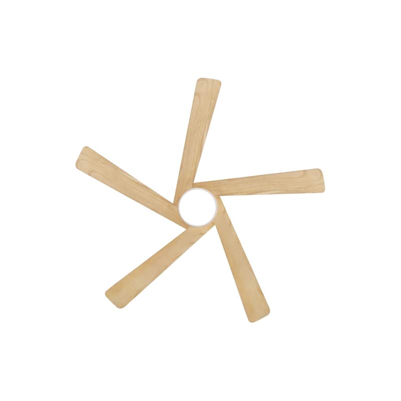 MLiAN 5 Solid Wood Blades DC Motor Indoor Downrod Flush Mount Ceiling Fan Remote Integrated LED