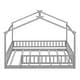 preview thumbnail 51 of 71, Kids Bed Frame, House Shape Floor Platform Bed Frame, Twin/Full Size Wood Bed with Fence for Child/Teens/Girls/Boys