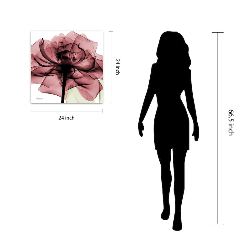 "Chianti Rose II" Rose Flower Wall Art on Frameless Free Floating Tempered Glass Panel - Pink