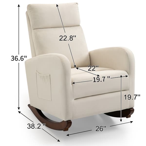 dimension image slide 1 of 3, AVAWING Mid Century Nursery Rocking Chair Upholstered Velvet High Back Armchair Set of 2