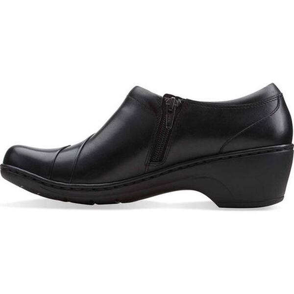 Shop Clarks Women S Channing Ann Slip On Black Cow Full Grain