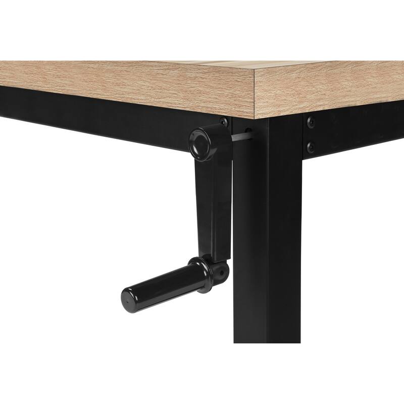 Contemporary Adjustable Computer Desk, 48" Natural Laminate, Black Metal, Standing Height Desk