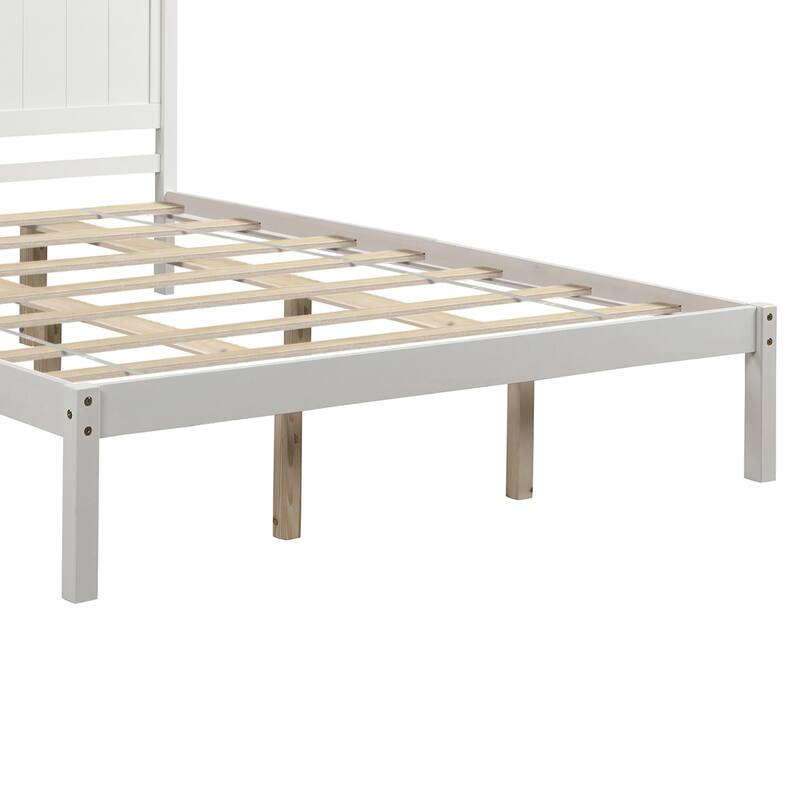 Modern Bedroom Platform Bed Frame with Headboard and MDF Panel Wood Slat Support No Box Spring Needed