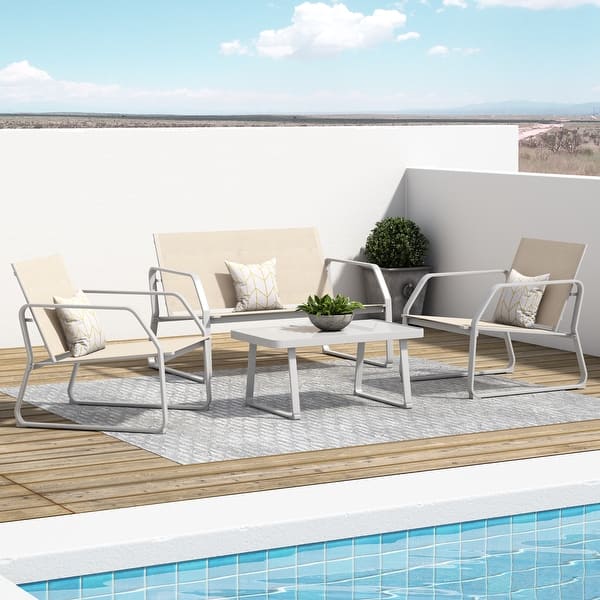 Corvus Yorkdale 4 Piece Outdoor Sling Fabric Conversation Set Overstock 31864556