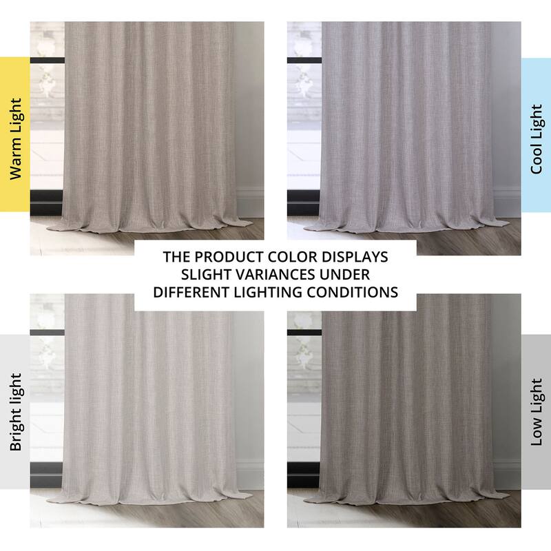 Exclusive Fabrics French Pleated Textured Faux Linen Room Darkening Curtains for Bedroom & Living Room Curtains (1 Panel)