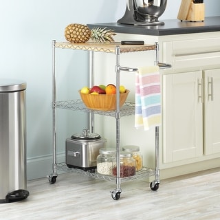 Whitmor Supreme Kitchen and Microwave Cart - Wood & Chrome - On Sale ...