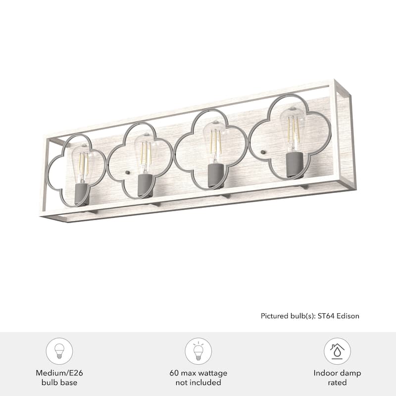 Hunter Gablecrest 4-Light Vanity Wall Light - Bathroom - Modern Farmhouse, French Country, Rustic, Distressed - Damp Rated!