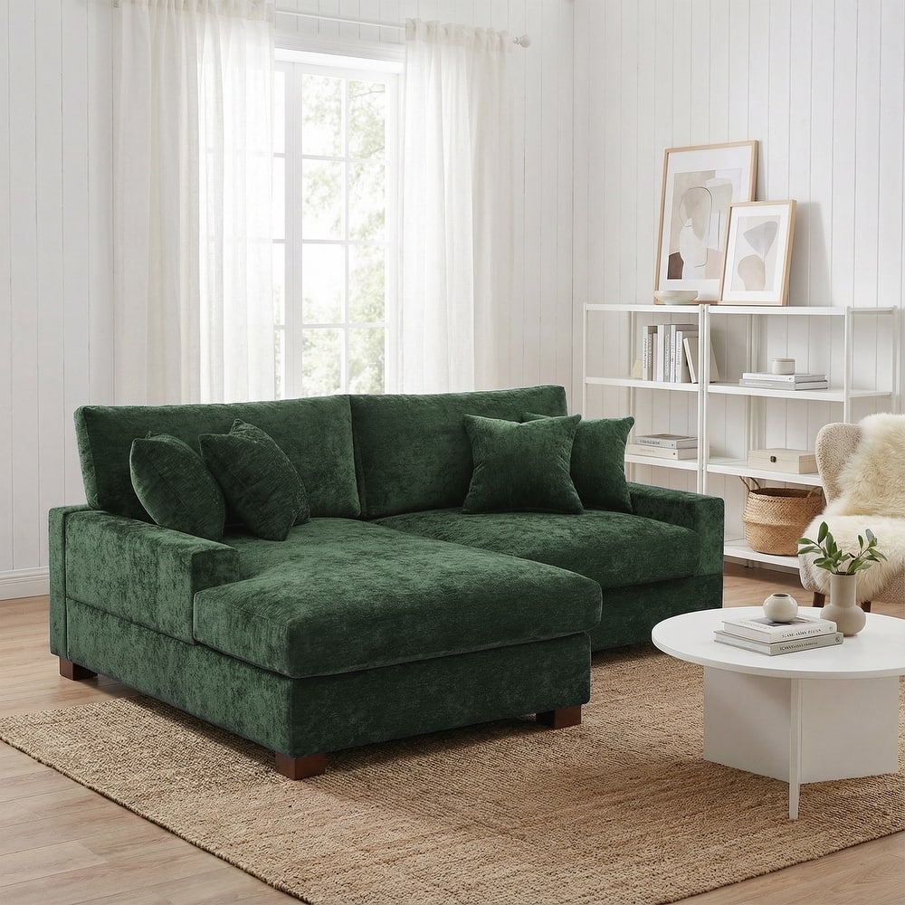Modern Oversized Chenille Modular Sectional Sofa With Chaise