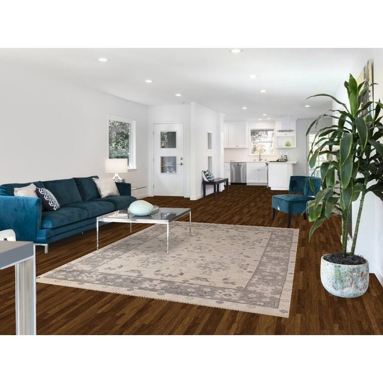 Ivory Oushak Indian Area Rug Hand-Knotted Wool Carpet - 6'3"x 8'8"