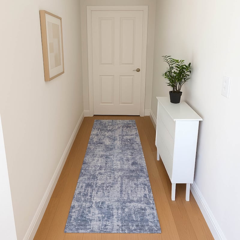 Premium Washable Super Soft Abstract Solid Mayfield Rug - Blue - 2'3" x 7'6"
