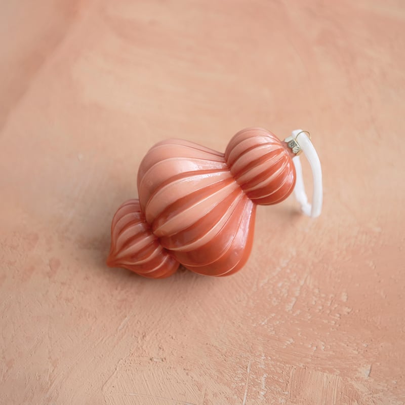 Glass Pleated Finial Ornament - 4.0"L x 4.0"W x 6.1"H