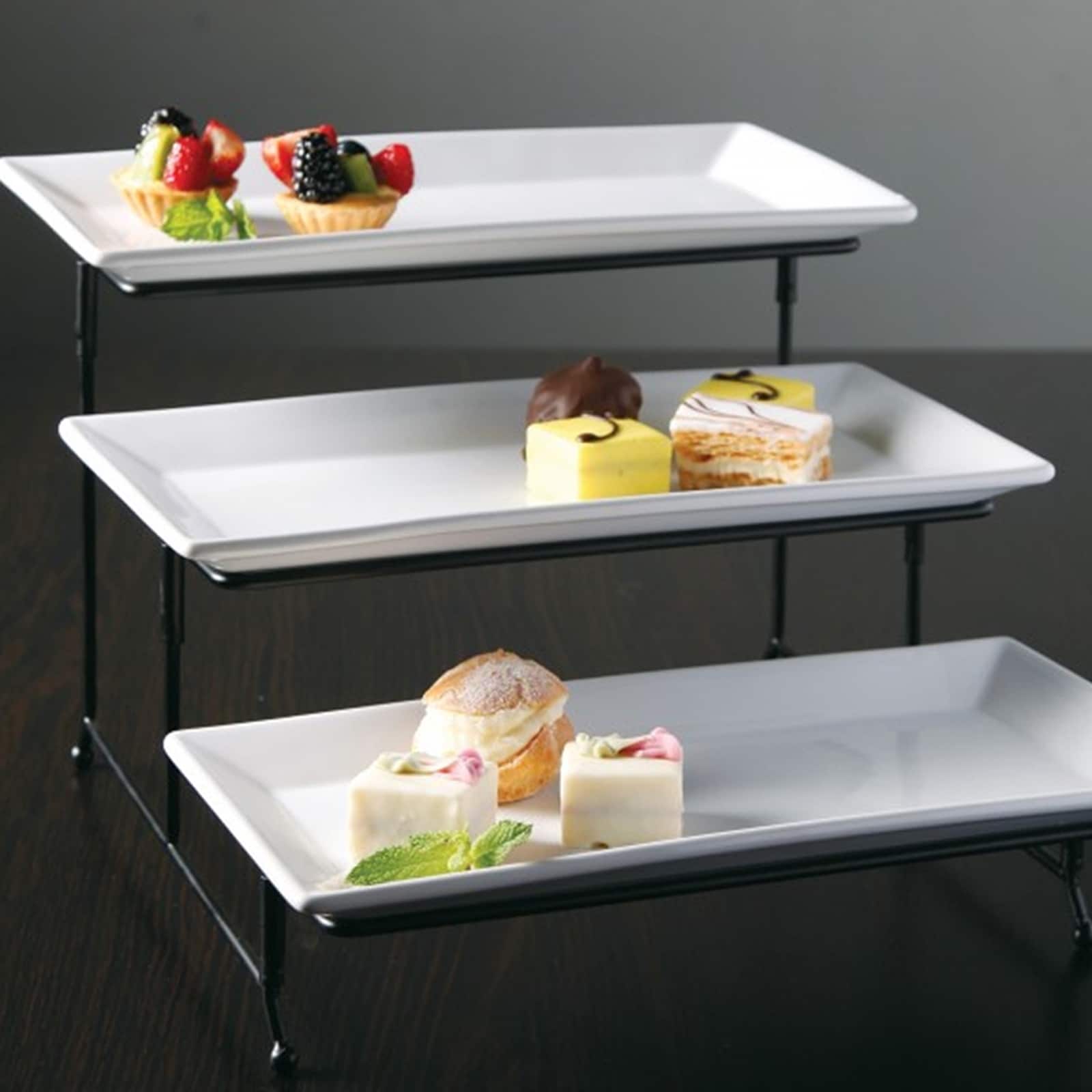 Gibson elite gracious dining 3 tier plate set with metal stand hot sale