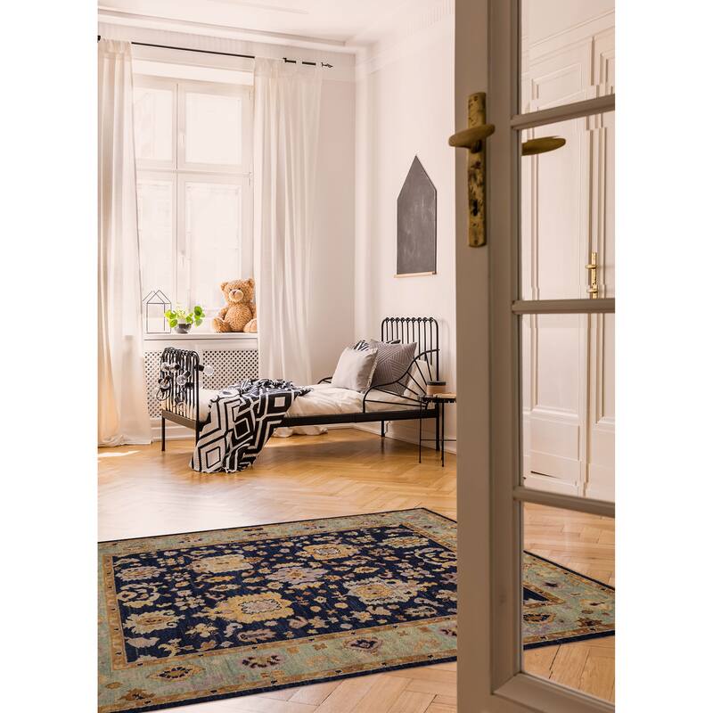 ECARPETGALLERY Hand-knotted Jules Serapi Dark Navy Wool Rug - 8'1 x 9'9