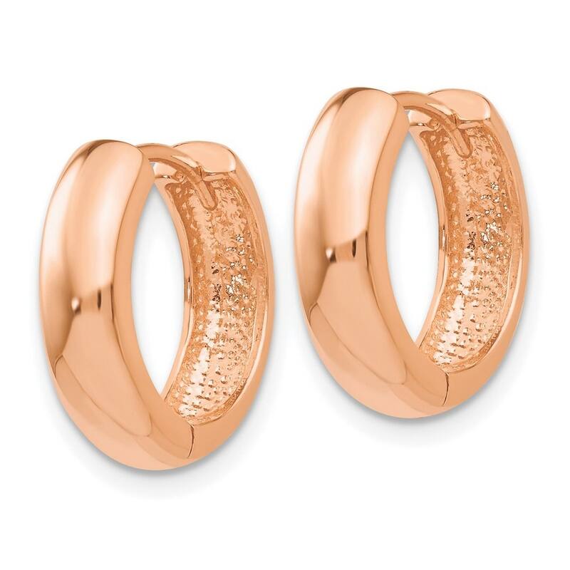 Curata 14k Rose Gold Solid Polished Hinged Huggies Hoop Earrings 15x4mm