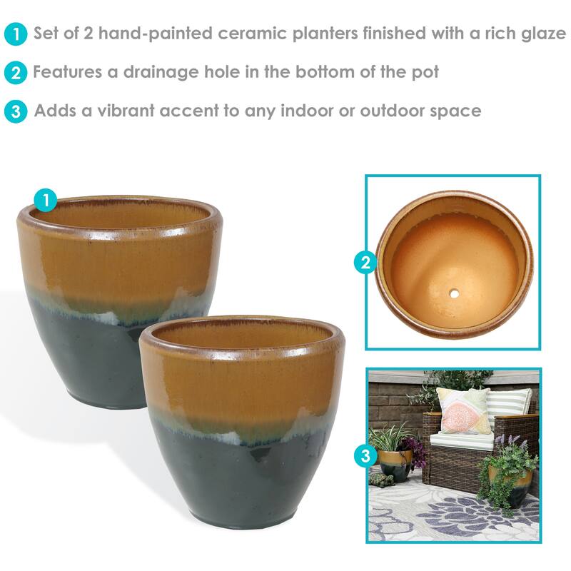 Resort Ceramic Planter - Set of 2 - 10-Inch