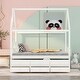 preview thumbnail 2 of 5, White Wooden House Bed with Trundle, 3 Storage Drawers, and Pull-Out Trundle