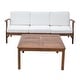 preview thumbnail 5 of 19, Christopher Knight Home - Aneska Outdoor 3-Seater Sofa Set with Slatted Coffee Table, Acacia Wood with Water-Resistant Cushions