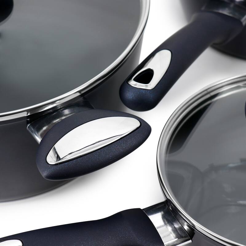 14 Piece Ceramic Nonstick Cookware Set in Dark Blue