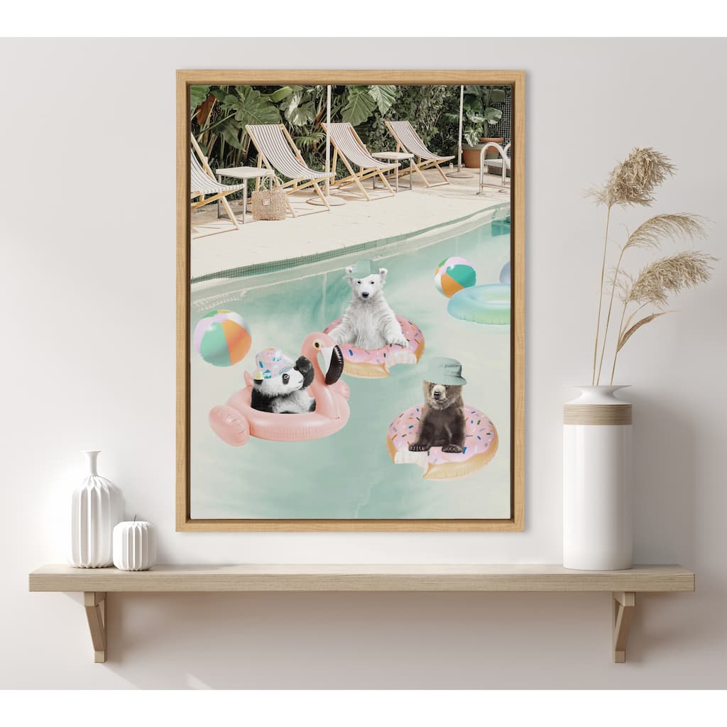 Kate and Laurel Sylvie Pool Party Framed Canvas by July Art Prints