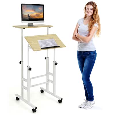 Mobile Standing Desk Stand Up Desk Height Adjustable Computer Desk