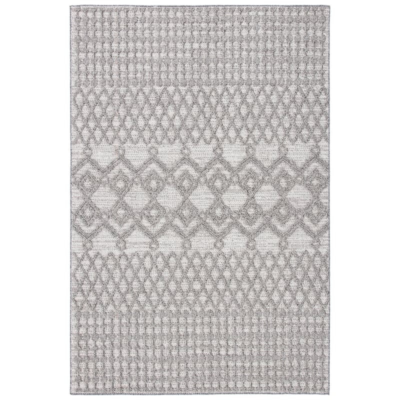 SAFAVIEH Global Meenakshi Moroccan Indoor/ Outdoor Waterproof Patio Backyard - 6'7" x 6'7" Square - Light Grey/Dark Grey - Square/Runner