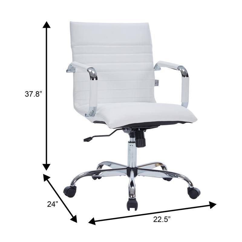 Harris Ergonomic Mid-Back Leather Office Chair with Metal Frame, Adjustable Height, Tilt Lock, and Swivel for Home Office
