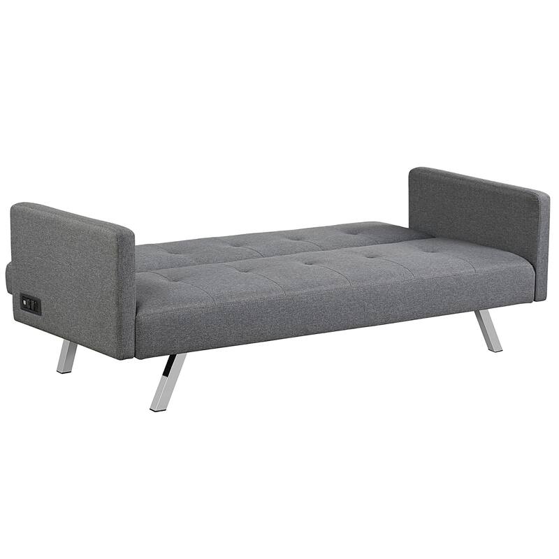 Costway Convertible Futon Sofa Bed Folding Recliner w/USB Ports&Power