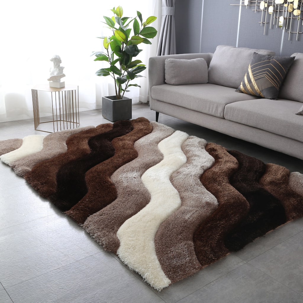MDA Rugs Mateos Shag Contemporary Stripe Designed Area Rug