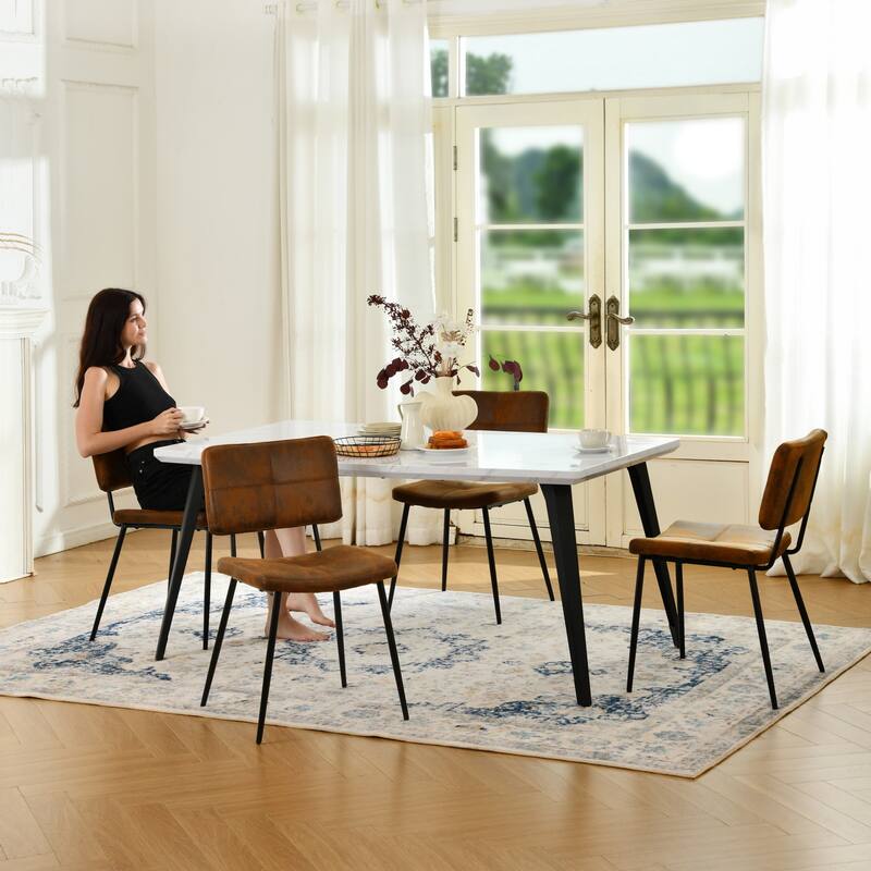 Homy Casa 5-Piece Modern Dining Set with Rectangular Table and Upholstered Side Chairs