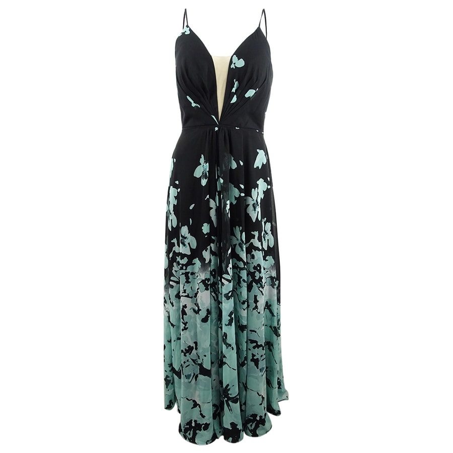 betsy and adam floral chiffon gown