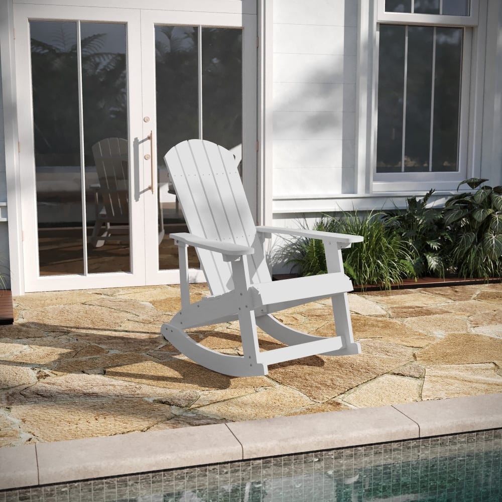 Adirondack Style Poly Resin Wood Rocking Chair for Indoor/Outdoor Use