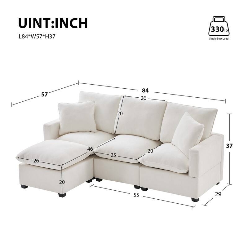 Modern Chenille Multi-Seat Sectional Sofa