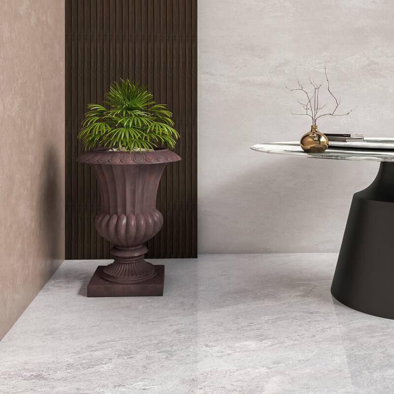 Lotus Elegant Urn Planter Pot in Fiberstone and MgO Clay with Drainage Holes for Indoor Outdoor Home Office Yard Patio Decor
