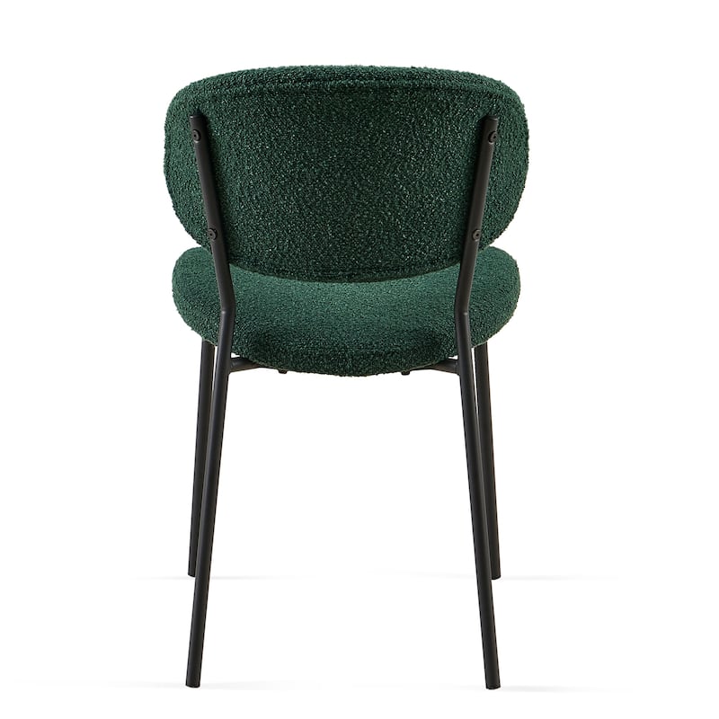 Mid-Century Modern Beige Curved Backrest Dining Chairs Set of 2