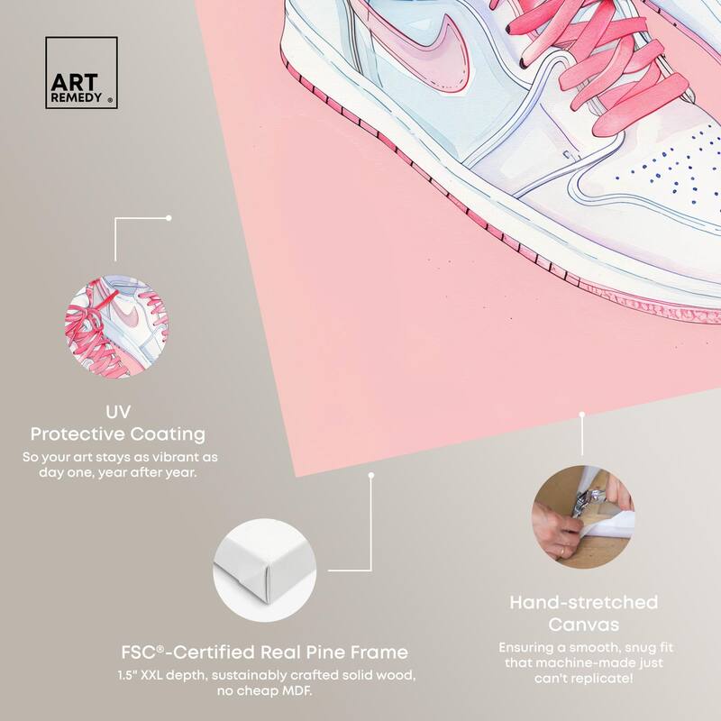 Blush Floral Bloom Sneakers Canvas by Art Remedy, Gallery Wrapped