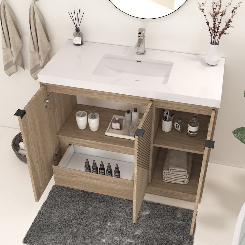 Milano 42" Freestanding (Left Doors) Bathroom Vanity with Reinforced Acrylic Sink