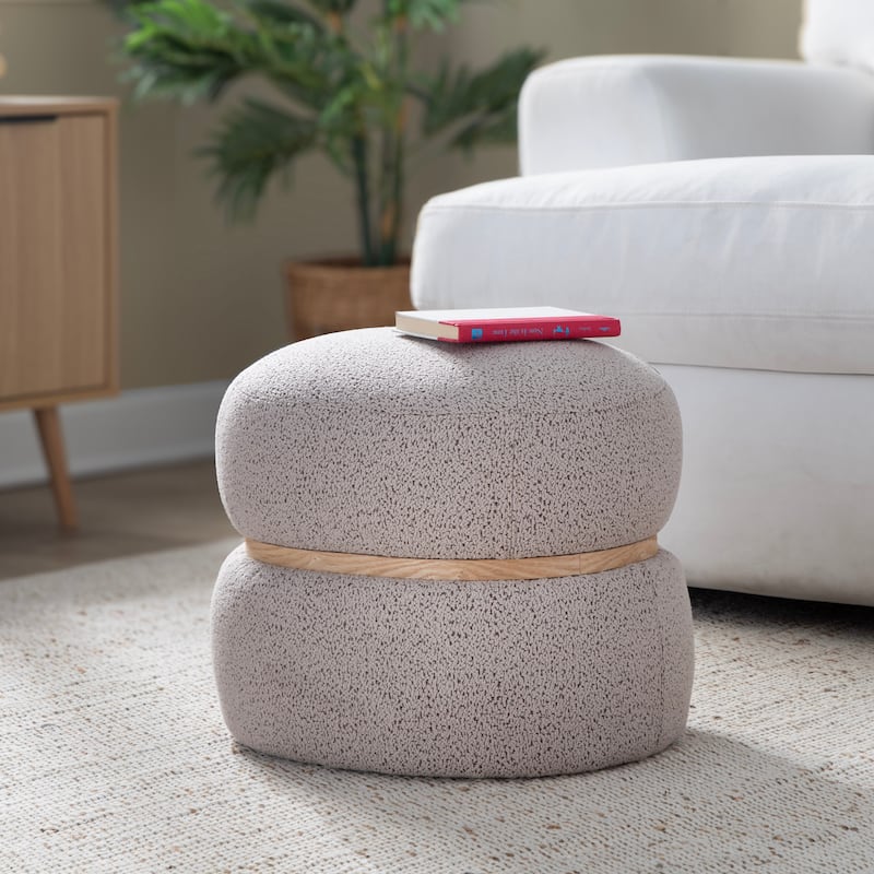 Carson Carrington Lena Pouf Ottoman with Natural Wood Accent