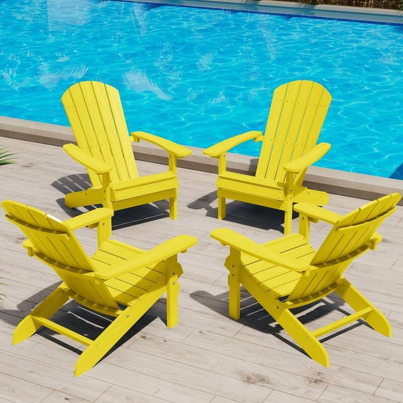 WINSOON All Weather HIPS Outdoor Plastic Adirondack Chairs Set of 4 - Yellow