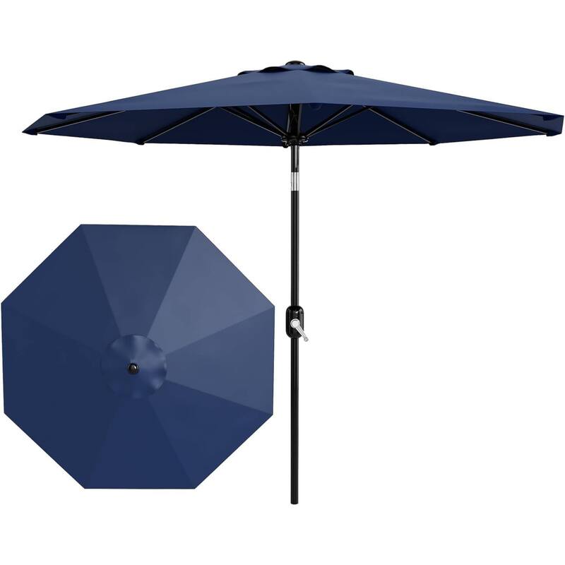 10FT Outdoor Table Patio Umbrella with Crank Lift & Push Button Tilt for Pool, Deck, Yard, Garden