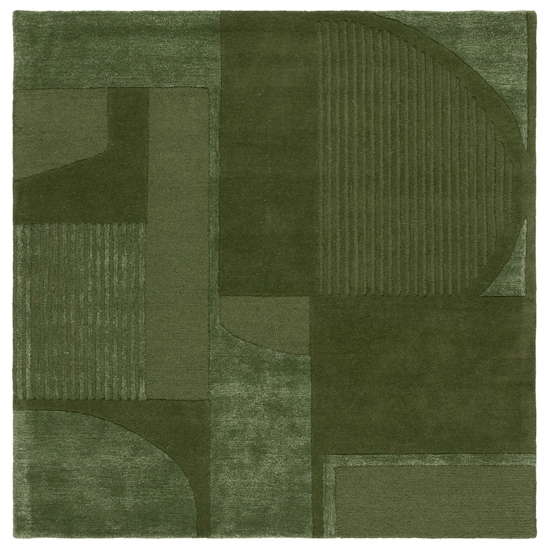 SAFAVIEH Handmade Fifth Avenue Rukhsana Mid-Century Modern New Zealand - 6' x 6' Square - Green