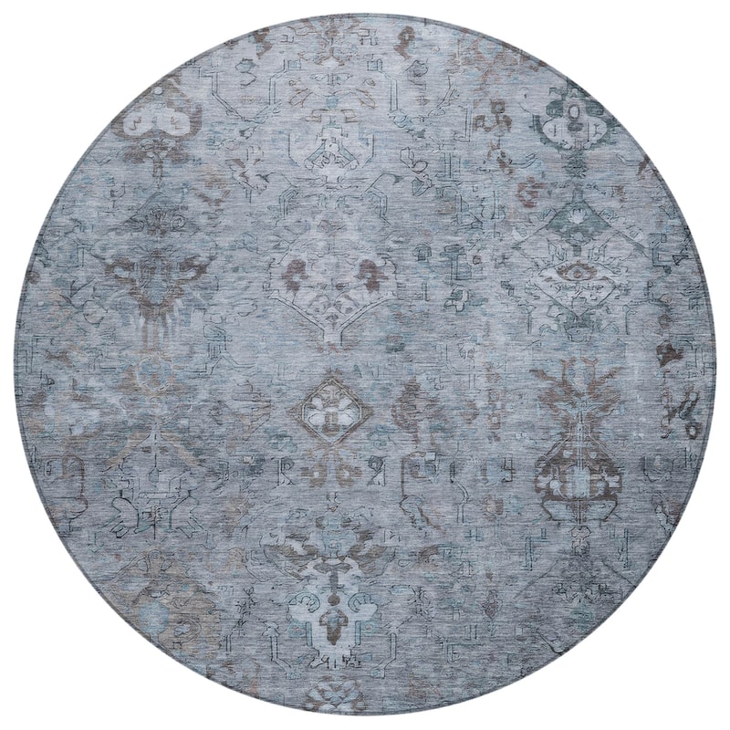 Machine Washable Indoor/ Outdoor Traditional Serenity Chantille Rug