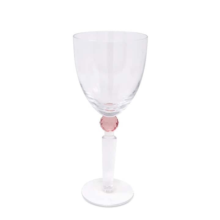 Wine Glasses with Colored Diamond on Stem, Set of 6