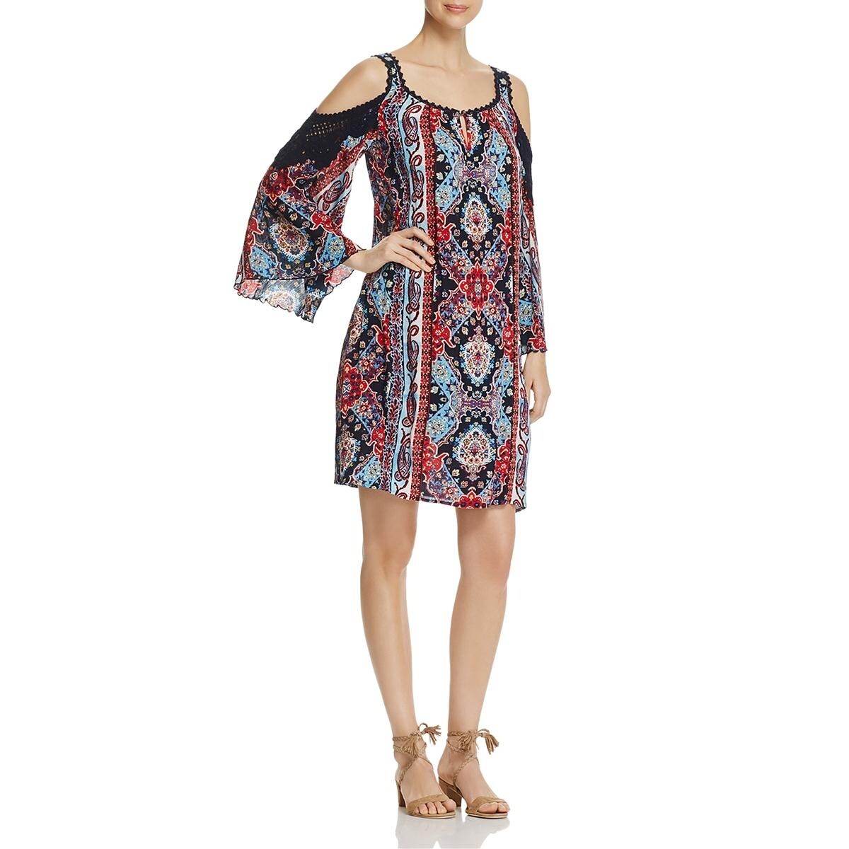 Shop Bila Of California Womens Casual Dress Printed Crochet Trim