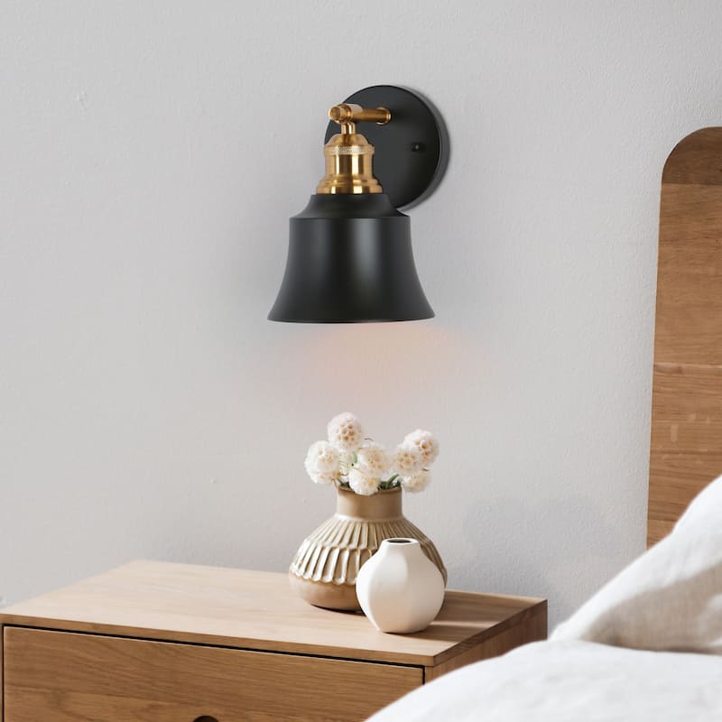 Bellee Modern Farmhouse 1-light Black Gold Wall Light Dimmable Metal Sconce