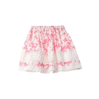Shop Azul Girls Pink Floral Notes Print Lace Detailed Casual Skirt