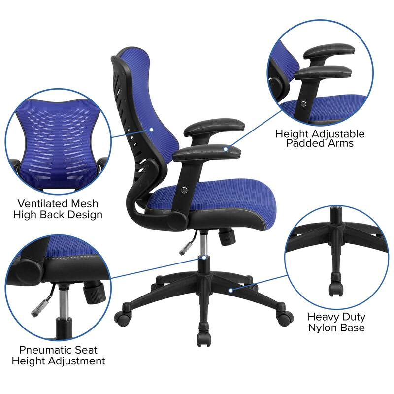 High-Back Mesh Swivel Office Chair with Padded Armrests